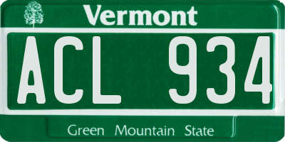 VT license plate ACL934