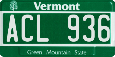 VT license plate ACL936