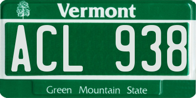 VT license plate ACL938
