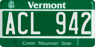 VT license plate ACL942