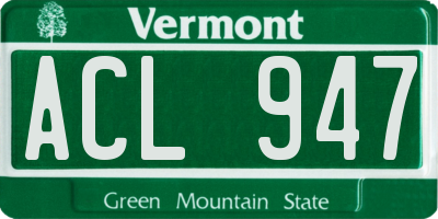 VT license plate ACL947