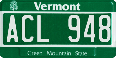 VT license plate ACL948