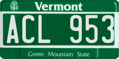 VT license plate ACL953