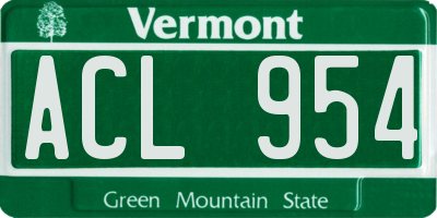 VT license plate ACL954