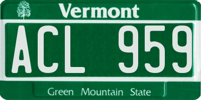 VT license plate ACL959