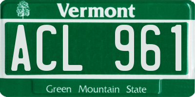 VT license plate ACL961