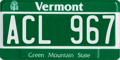 VT license plate ACL967