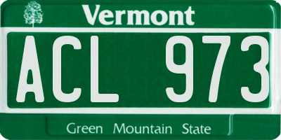 VT license plate ACL973
