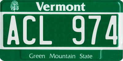 VT license plate ACL974