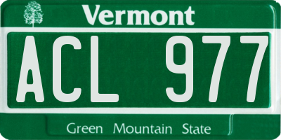 VT license plate ACL977