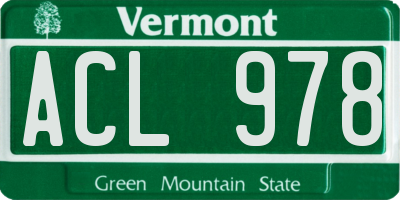VT license plate ACL978