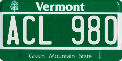 VT license plate ACL980