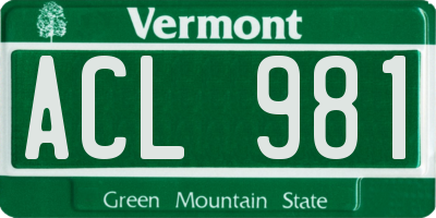 VT license plate ACL981