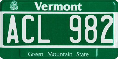 VT license plate ACL982