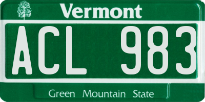 VT license plate ACL983