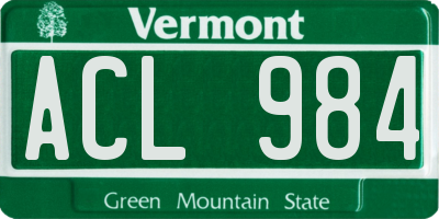 VT license plate ACL984