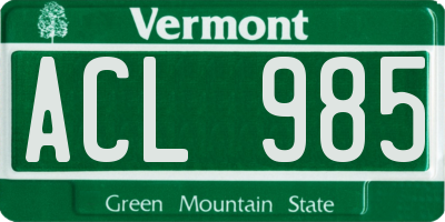 VT license plate ACL985