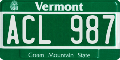 VT license plate ACL987
