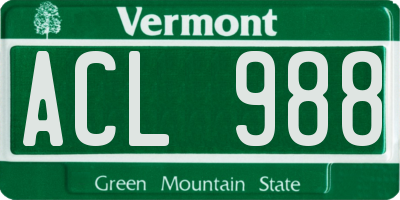 VT license plate ACL988