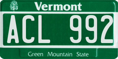 VT license plate ACL992