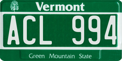 VT license plate ACL994