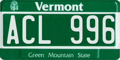 VT license plate ACL996