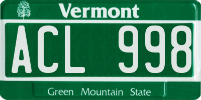 VT license plate ACL998