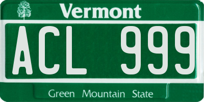 VT license plate ACL999
