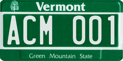 VT license plate ACM001