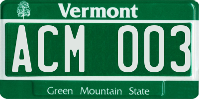 VT license plate ACM003