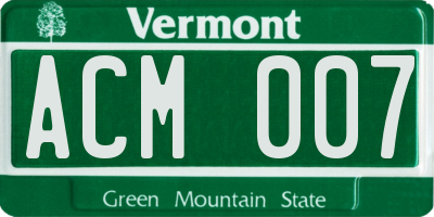 VT license plate ACM007