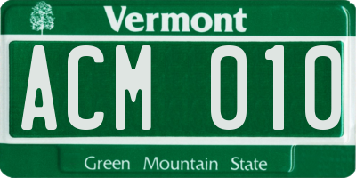 VT license plate ACM010