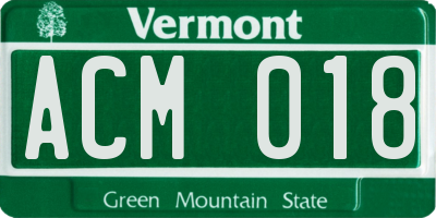 VT license plate ACM018