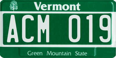 VT license plate ACM019