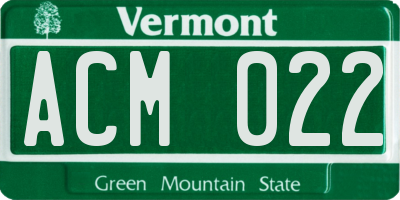 VT license plate ACM022