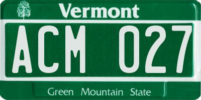 VT license plate ACM027