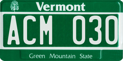 VT license plate ACM030