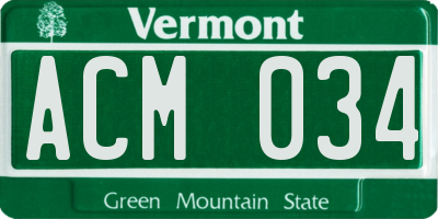 VT license plate ACM034