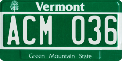 VT license plate ACM036