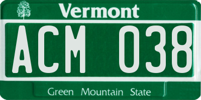 VT license plate ACM038