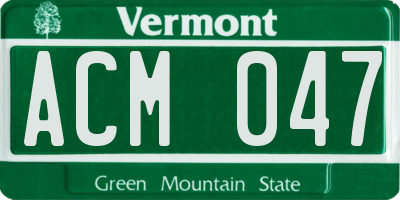 VT license plate ACM047