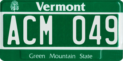 VT license plate ACM049