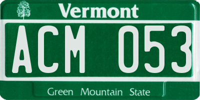 VT license plate ACM053