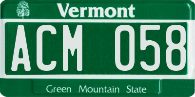VT license plate ACM058
