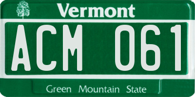 VT license plate ACM061
