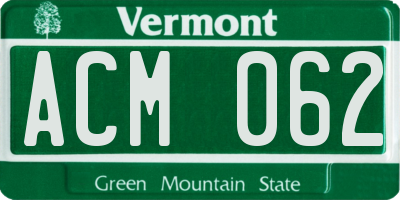 VT license plate ACM062