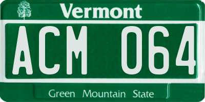 VT license plate ACM064