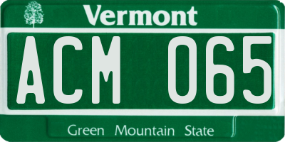 VT license plate ACM065