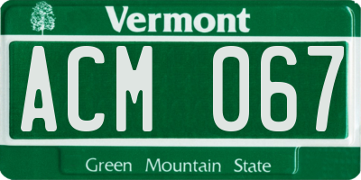 VT license plate ACM067