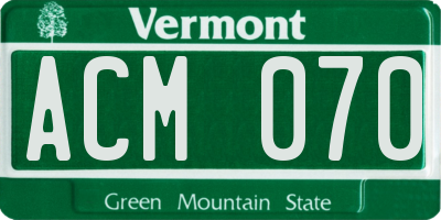 VT license plate ACM070